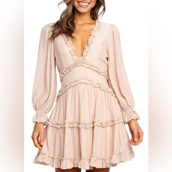 Dresses & Skirts - Chic Blush Ruffle Long Sleeve Dress